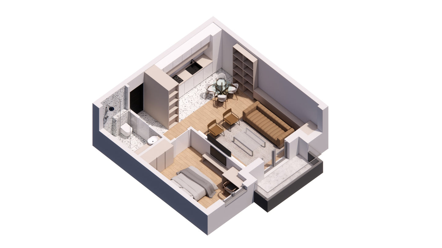 B55 - 3D prikaz stana 1